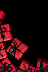 red gift boxes on black