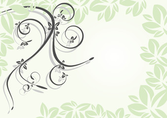 abstract background with swirls and leaves