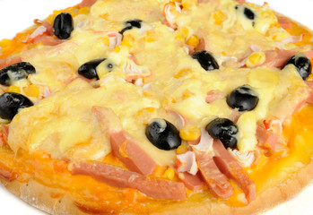 Fresh hot pizza on white background