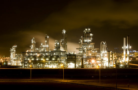 Refinery at night