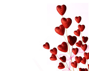Flower of Red Hearts on White Background