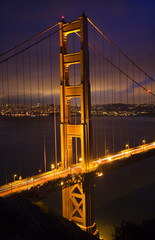 Golden Gate Bridge Night Vertical San Francisco California