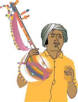 Asian Man Playing Instrument