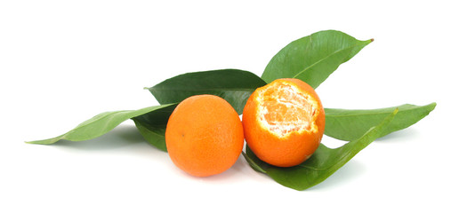 Clementines mandarin oranges with leaves