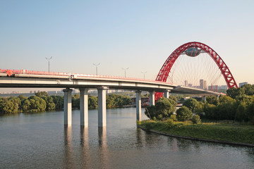 New guyed bridge on Moscow river