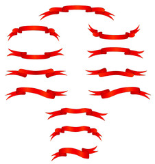 Collection of vector red ribbons