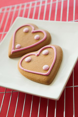 Heart shaped gingerbread cookies