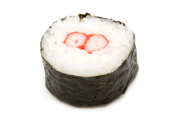 crab sushi on a white background