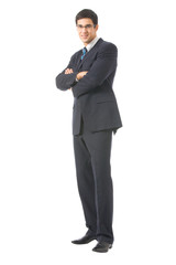 Full body portrait of businessman, isolated on white