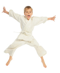 Karate boy jumping