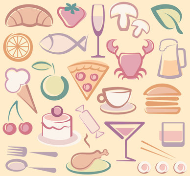 Background with various images of food