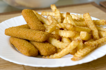 French fries and fish sticks