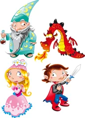 Tuinposter Princess, Prince, Dragon, Magician © ddraw