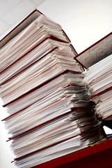 Stack of folders on a table