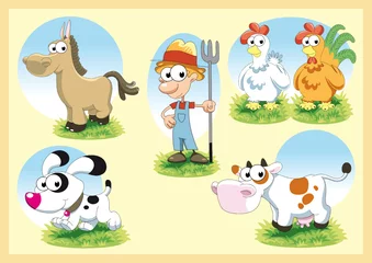 Selbstklebende Fototapeten Cartoon Farm Family © ddraw