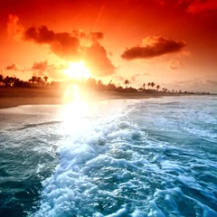 Fototapete Meer / Sonnenuntergang Ozean Sonnenreis