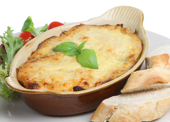 Lasagna with Bread and Salad