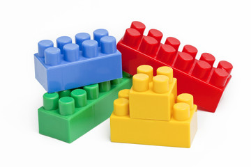 colorful building blocks on white background