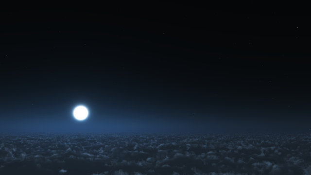 Moonset above the clouds