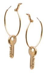 Pair of earrings isolated on the white background