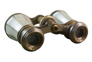 isolated old bronze opera-glasses