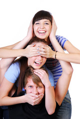 Joyful teenager group