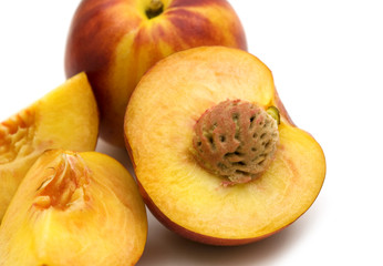 slice fresh nectarine on a white background