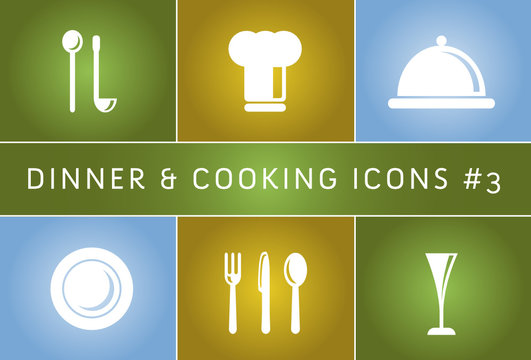 Dinner & Cooking Vector Icon Set #3
