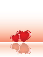 Glossy hearts with reflections