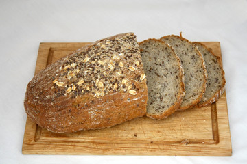 Sliced loaf of cereal bread