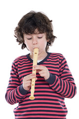Adorable child playing flute © Gelpi