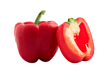 Close up of red bell pepper  isolated on white background