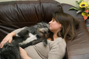 woman and dog