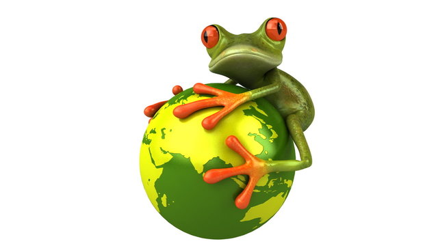 Grenouille avec le monde (et couche alpha)