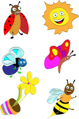 Collection of cute insects