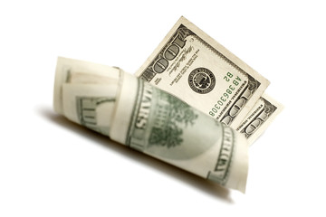 roll of dollars isolated on white