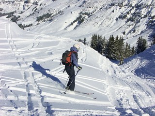 Fototapeta na wymiar ski en neige poudreuse