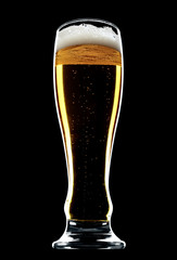 glass of beer isolated over a black background