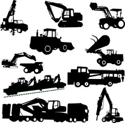 construction machines collection - vector - obrazy, fototapety, plakaty