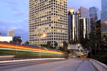 Wandcirkels aluminium Traffic into Los Angeles © Mike Liu