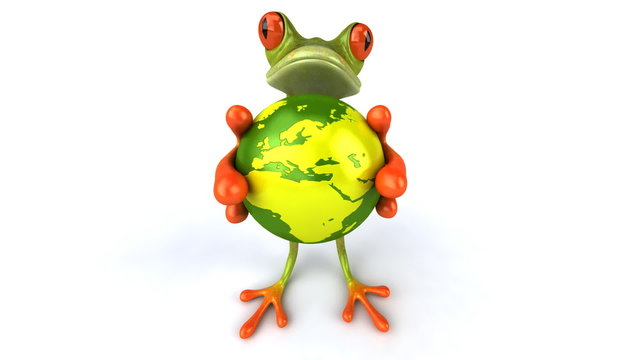 Grenouille prot&egrave;ge le monde