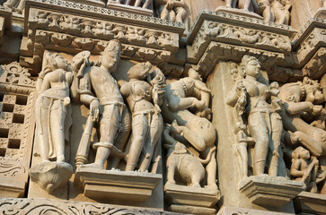 Detail of hindu temple in Khajuraho, Madhya Pradesh, India