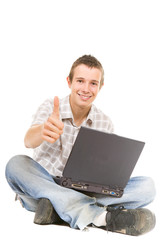 teen with laptop