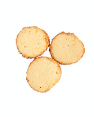 three round homemade cookies isolated