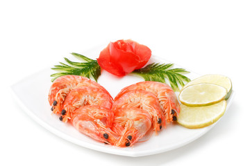 The boiled tiger shrimps