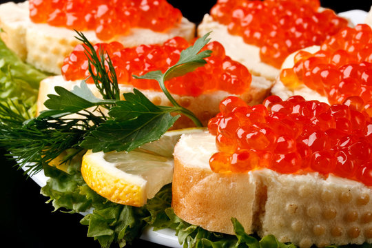 Sandwiches with caviar