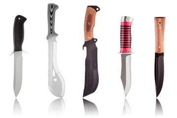 5 different knifes isolated on white