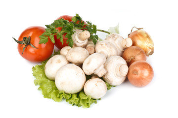 Fresh mushrooms with vegetables