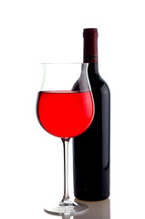 Bottle of wine and glass.