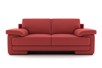 red sofa isolated on white background